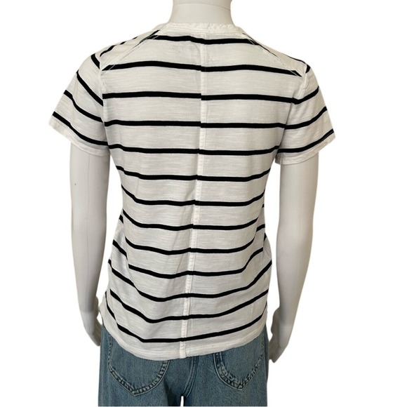 Banana Republic Black and White Striped Cozy Slub Tee Shirt Size Medium - Picture 2 of 5